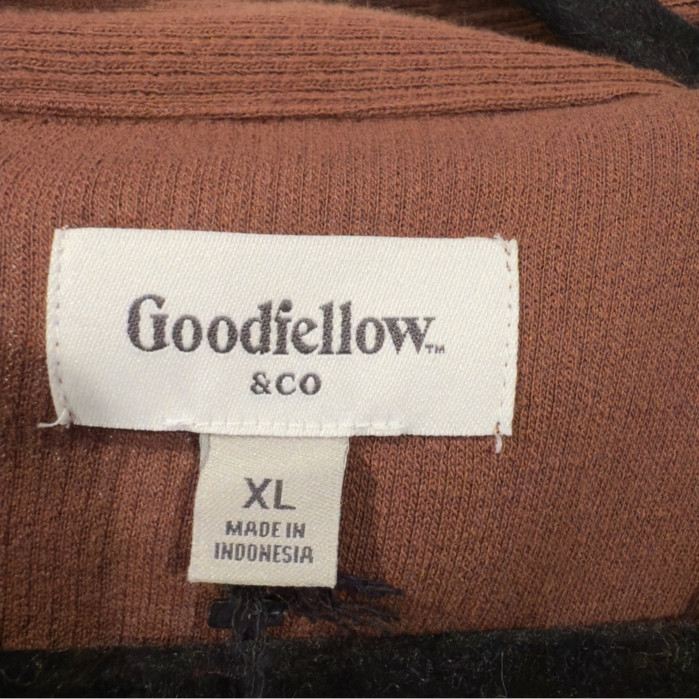 Good Fellow Chocolate Brown Shirt Jacket Men Size XL Preppy Ribbed Knit - Picture 9 of 14